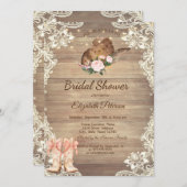 Rustic  Lace Cowboy Hat Boots Bow Bridal Shower Kaart (Voorkant / Achterkant)