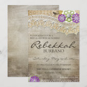 Rustic Lace Distress Vrijgezellenfeest nodigt uit Kaart (Voorkant / Achterkant)