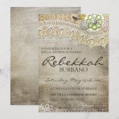 Rustic Lace Distress Vrijgezellenfeest nodigt uit Kaart (Voorkant / Achterkant)