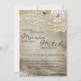 Rustic Lace Distress Wedding Kaart
