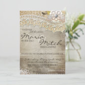 Rustic Lace Distress Wedding Kaart (Staand voorkant)