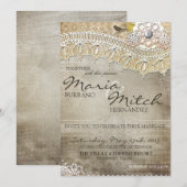 Rustic Lace Distress Wedding Kaart (Voorkant / Achterkant)