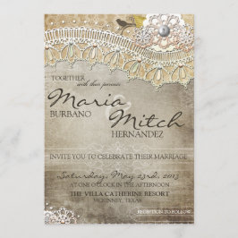 Rustic Lace Distress Wedding Kaart