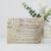 Rustic Lace Distress Wedding Reception RSVP (Staand voorkant)