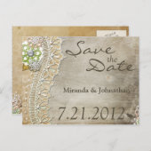 Rustic Lace Distressed Wedding Receptie Aankondigingskaart (Voorkant / Achterkant)