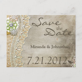 Rustic Lace Distressed Wedding Receptie Aankondigingskaart
