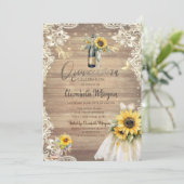 Rustic Lace,Dress,Lights,Sunflowers Quinceañera  Kaart (Staand voorkant)