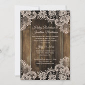 Rustic Lace en Barn Wood Ontvangst Only Kaart (Voorkant)