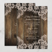 Rustic Lace en Barn Wood Ontvangst Only Kaart (Voorkant / Achterkant)