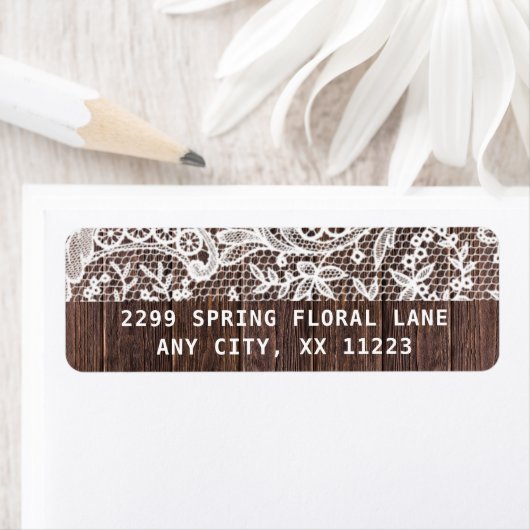 Rustic Lace en bruiloft van hout Etiket (Insitu)