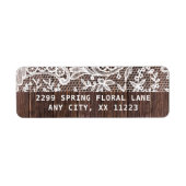 Rustic Lace en bruiloft van hout Etiket (Voorkant)