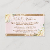 Rustic Lace en Burlap Handmade Wedding Favors Visitekaartje (Achterkant)
