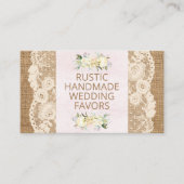 Rustic Lace en Burlap Handmade Wedding Favors Visitekaartje (Voorkant)
