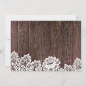 Rustic Lace en Donkere Houten Bruiloftsreceptie al Kaart (Achterkant)