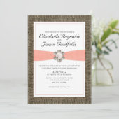 Rustic Lace en Pearl Wedding Invitations Kaart (Staand voorkant)