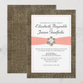 Rustic Lace en Pearl Wedding Invitations Kaart (Voorkant / Achterkant)