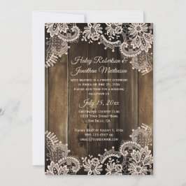 Rustic Lace en Schuur Hout Ontvangst Only Kaart