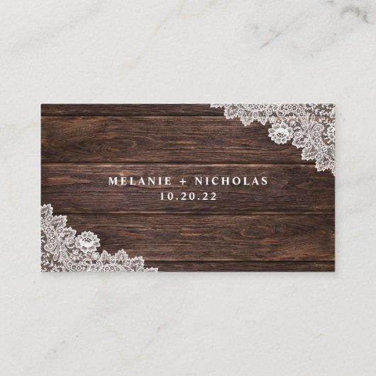 Rustic Lace en Wood Rsvp Informatiekaartje (Achterkant)