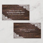 Rustic Lace en Wood Rsvp Informatiekaartje (Voorkant / Achterkant)