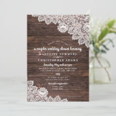 Rustic Lace en Wood-stellen trouwdouche Kaart (Staand voorkant)