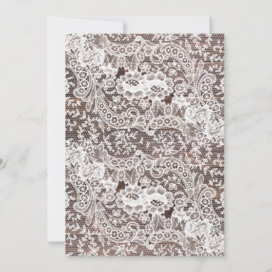 Rustic Lace en Wood-stellen trouwdouche Kaart (Achterkant)