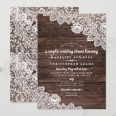 Rustic Lace en Wood-stellen trouwdouche Kaart (Voorkant / Achterkant)
