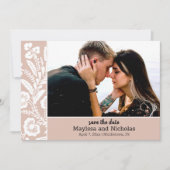 Rustic Lace Foto Opslaan van de datum Kaart (Voorkant)