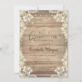 Rustic Lace, Gold Tiara, Lights Diamonds Quinceañe Kaart (Voorkant)