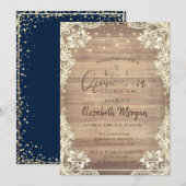 Rustic Lace, Gold Tiara, Lights Diamonds Quinceañe Kaart (Voorkant / Achterkant)