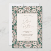 Rustic Lace Green Wedding Invitations Kaart (Voorkant)