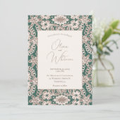 Rustic Lace Green Wedding Invitations Kaart (Staand voorkant)