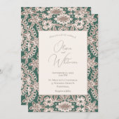 Rustic Lace Green Wedding Invitations Kaart (Voorkant / Achterkant)