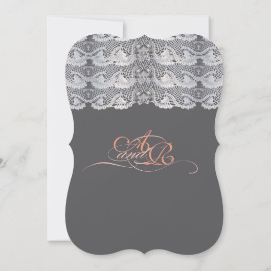 Rustic Lace Grey en Peach Kaart (Achterkant)