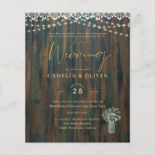 Rustic Lace Gypsophila Lights Mason Jar Wedding Flyer