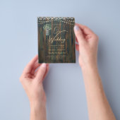 Rustic Lace Gypsophila Lights Mason Jar Wedding Flyer (Hand)