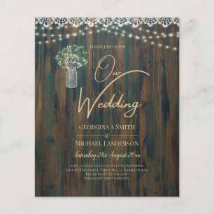 Rustic Lace Gypsophila Lights Mason Jar Wedding Flyer