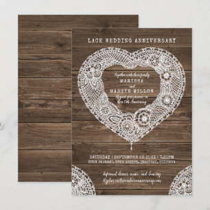 Rustic lace hart 13th bruiloft kaart