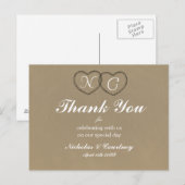 Rustic Lace Hartjes Initialen Bedankkaart Briefkaart (Voorkant / Achterkant)