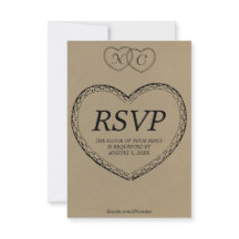 Rustic Lace Hartjes Initialen RSVP Kaart