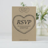 Rustic Lace Hartjes Initialen RSVP Kaart (Staand voorkant)