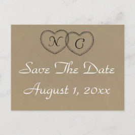 Rustic Lace Hartjes Initialen Save The Date Aankondigingskaart