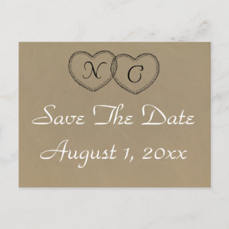 Rustic Lace Hartjes Initialen Save The Date Aankondigingskaart
