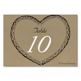 Rustic Lace Hearts Trouw Tafel Nummerkaart Kaart