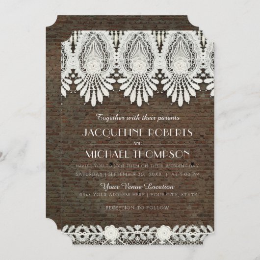 Rustic Lace Industrial Brick Urban Warehouse Kaart (Voorkant / Achterkant)