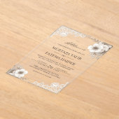 Rustic Lace Ivory Floral Islamic Wedding Acryl Uitnodigingen (Laagn)
