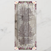 Rustic Lace Jar Wood String Lights Wedding Program Programmakaart (Achterkant)