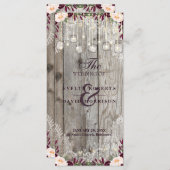 Rustic Lace Jar Wood String Lights Wedding Program Programmakaart (Voorkant / Achterkant)