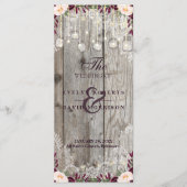 Rustic Lace Jar Wood String Lights Wedding Program Programmakaart (Voorkant)