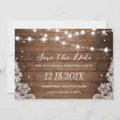 Rustic Lace kerstparty Save the Date (Voorkant)