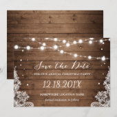Rustic Lace kerstparty Save the Date (Voorkant / Achterkant)